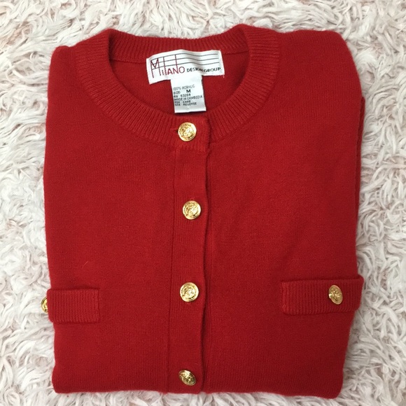 🍒VTG red cardigan sweater - Picture 5 of 8
